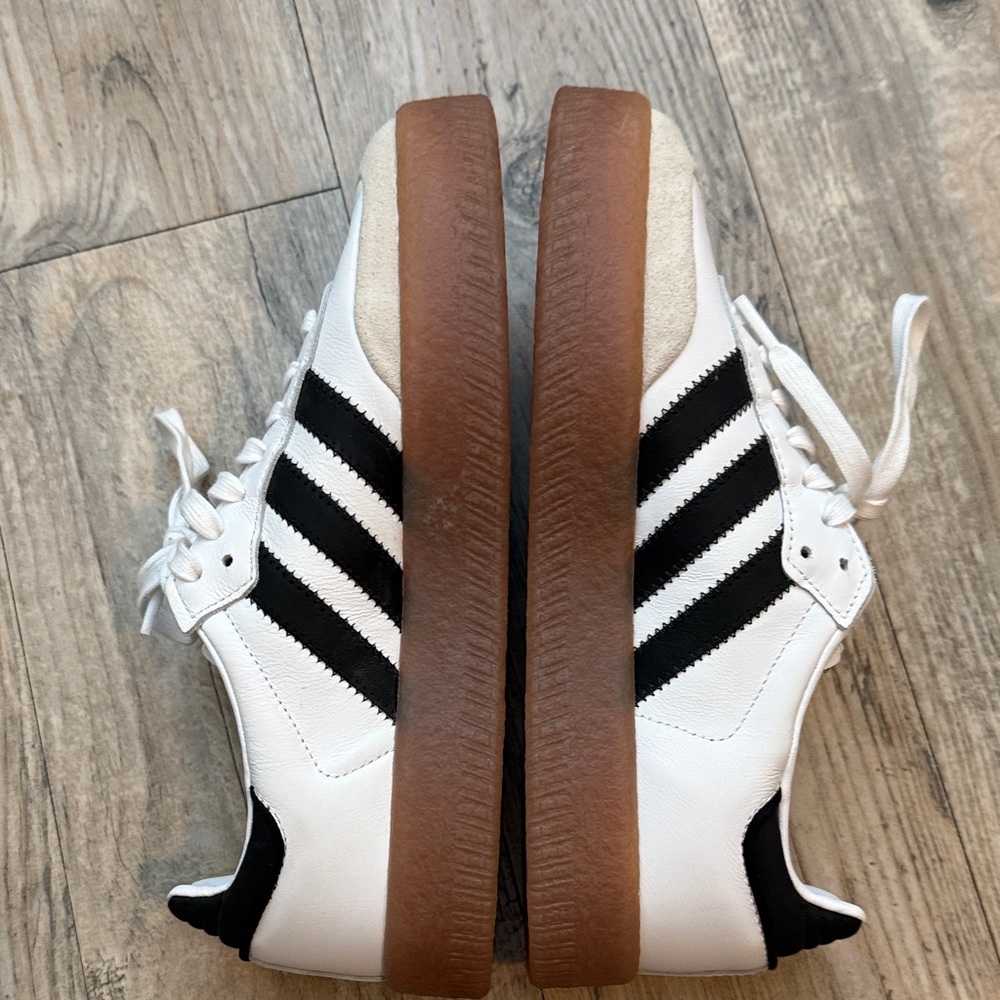 Adidas Samba White and Black Sneakers with Gum Sole - Picture 3 of 7